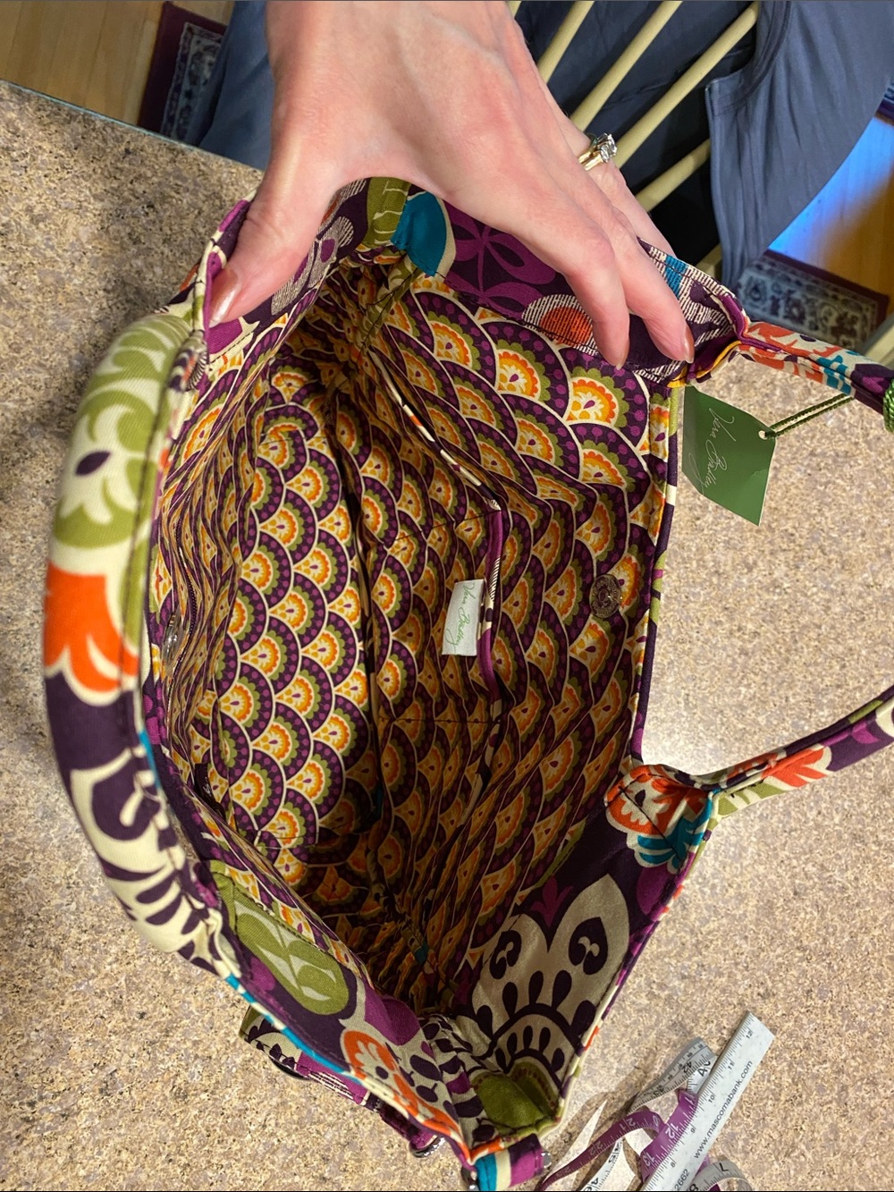 NWT Vera Bradley Plum Crazy Two Way Tote Quilted Bag With Detachable Strap MUSTY - Picture 10 of 16